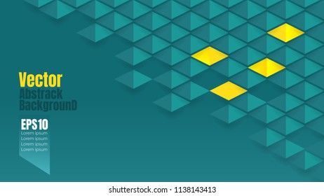dark green geometric abstract background, input four yellow geometric , can be use in book cover, postcard, poster, flyers, leaflet, backdrop design, photo backdrop, web design.
