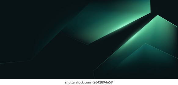 Fundo Geométrico Abstrato Verde Escuro com Acentos Brilhantes