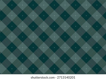 Dark Green Geometric Argyle Seamless Pattern Background | Modern Tartan Tile Design Texture With Stars