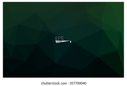 Dark green geometric rumpled triangular low poly origami style gradient illustration graphic background. Vector polygonal design for your business.