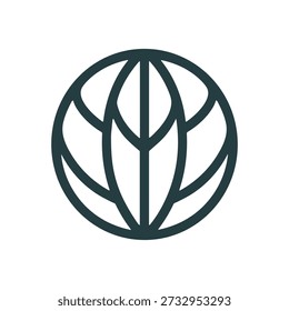 Dunkelgrünes Globus-Logo mit Blattdesign