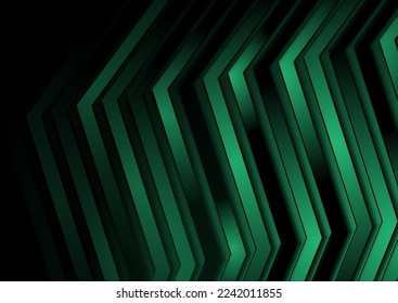 Dark green glossy stripes abstract geometric corporate background. Vector design