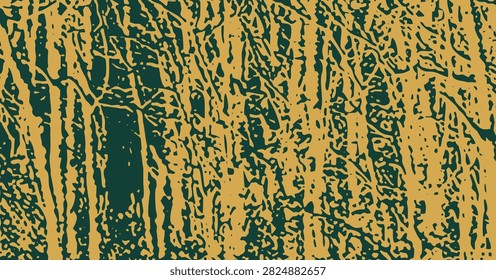 Dark Green and Gold Forest Tree Bark Grainy Texture Background