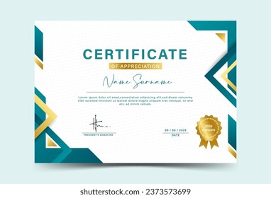 Dark green and gold geometric effect achievement certificate template