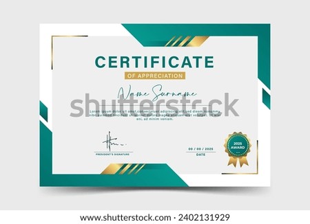 Dark green and gold geometric effect achievement certificate template