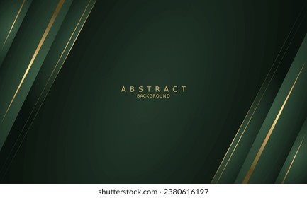 dark green and gold lines luxury premium background.