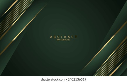 dark green and gold lines luxury premium background.