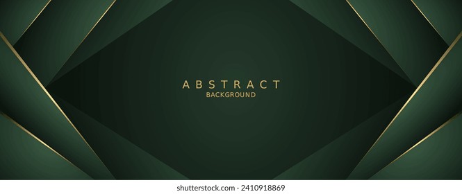 dark green and gold lines luxury premium background.
