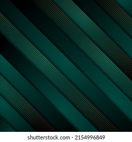 Dark green and golden abstract tech geometric background. Luxury glitter concept vector design