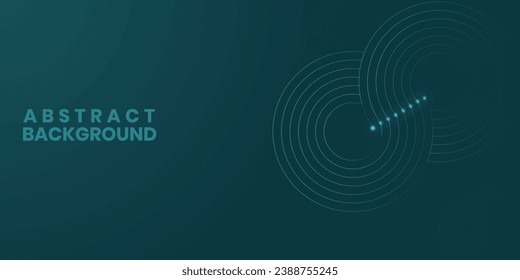 Dark green gradient abstract background with shining circle lines. Geometric line art design. futuristic technology concept. Suitable for posters, covers, banners, brochures, websites