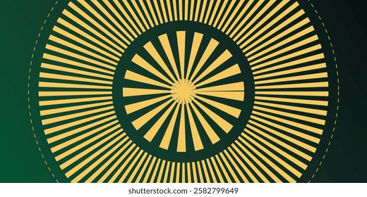 Dark green gradient abstract background with gold lines and shadows. Modern geometric pattern. Glossy poster or web banner template. Mixed lines and shining stars, glimpse of light