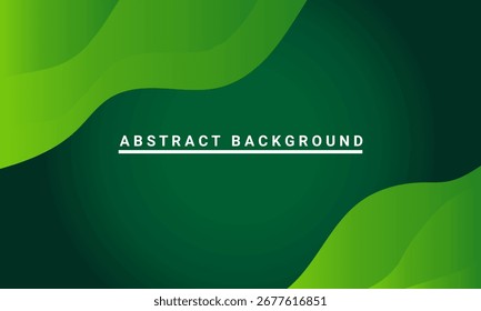 Fundo de ondas abstratas de gradiente verde escuro com ilustração de vetor de sobreposição de texto