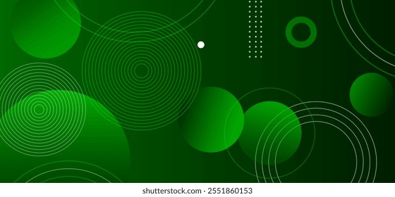 Fondo degradado verde oscuro con círculos de forma geométrica, Ilustración vectorial de fondo abstracto. Perfecto para proyectos modernos y Fondo de pantalla.