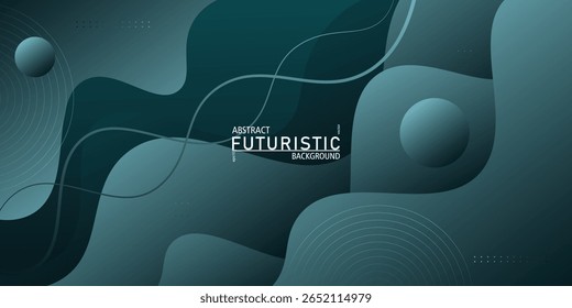 Diseño de Anuncio de negocios geométrico degradado verde oscuro con ondas. Diseño de Anuncio creativo con Formas onduladas y líneas para Plantillas. Vector eps10