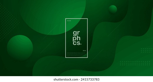 Dark green gradient illustration background dynamic with simple wave style. Cool design. Eps10 vector