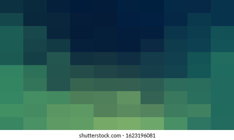 Dark Green Grid Mosaic Background, Creative Design Templates. abstract colorful gradient rectangles check . Background of squares Different pixel pattern shades.