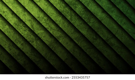 Dark green grunge smooth stripes abstract geometric background. Vector tech retro design