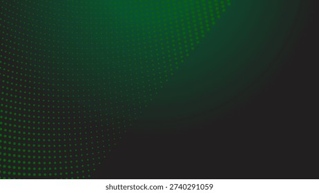 Dark green halftone dot abstract background with gradient texture for modern wallpaper design