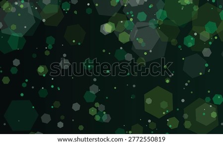 Dark green hexagon bokeh background, with subtle light, effects abstract hexagons