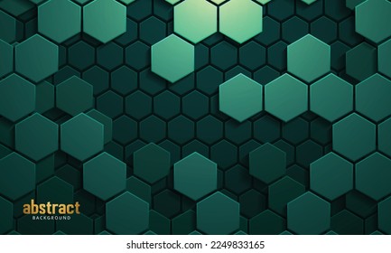 Dark green horizontal hexagonal technology abstract vector background