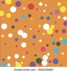 Dark Green Indigo Orange Rainbow Print. White Polka Dots Pink Pastel Blue Background. Circles Purple Play Kids Turquoise Background. Children Multicolor Red Colorful Yellow Color Composition.