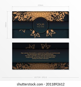 Dark green invitation card template with abstract ornament. Elegant and classic vector elements are great for decoration.