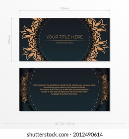 Dark green invitation card template with abstract ornament. Elegant and classic vector elements ready for print and typography.