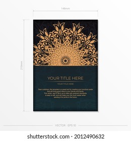 Dark green invitation card template with abstract ornament. Elegant and classic vector elements ready for print and typography.