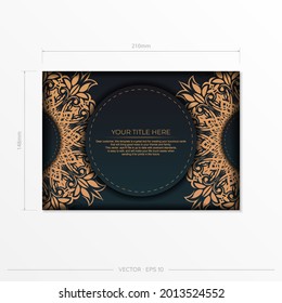 Dark green invitation card template with abstract ornament. Elegant and classic vector elements ready for print and typography.