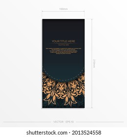 Dark green invitation card template with abstract ornament. Elegant and classic vector elements ready for print and typography.