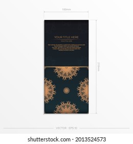 Dark green invitation card template with abstract ornament. Elegant and classic vector elements are great for decoration.
