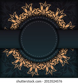 Dunkelgrüne Einladungskartenvorlage mit abstraktem Ornament. Elegante und klassische Vektorelemente sind ideal für die Dekoration.