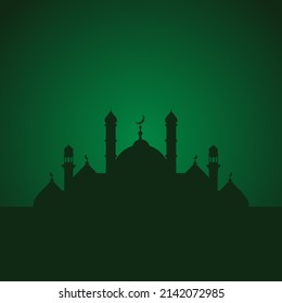 diseño de elementos de fondo islámico verde oscuro, plantilla de forma de mezquita islámica vector