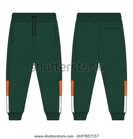 Dark green jogger pants template front and back view