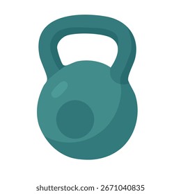 Peso verde oscuro del kettlebell en estilo plano de la historieta del Vector, aislado en el fondo blanco.