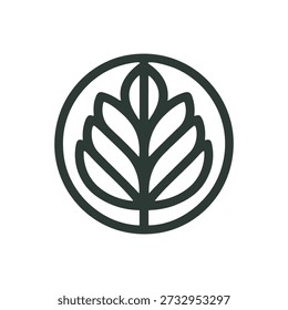 Dunkelgrünes Blattlogo auf einem Kreis