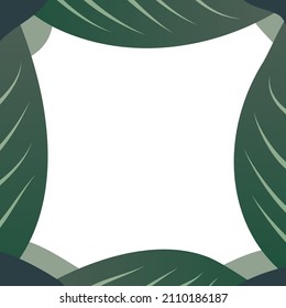 Dark Green Leaf Template Banner. Vector Illustration.