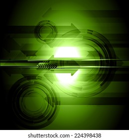 Dark Green Light Abstract Technology background for computer graphic website and internet, arrow