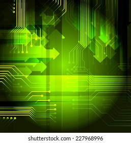 Dark green Light Abstract Technology background for computer graphic website internet. text box. Brochure. card. circuit. arrow.