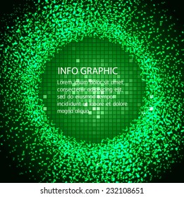Dark green Light Abstract Technology pixels background for computer graphic website internet. text box. Brochure. card. digital. Mosaic
