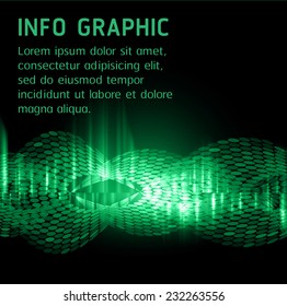 Dark green Light Abstract Technology background for computer graphic website internet and business. text box. Brochure. card. wave. 
