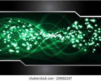 Dark green Light Abstract Technology background for computer graphic website internet. wave