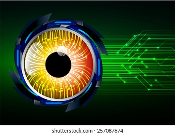 Dark green Light Abstract Technology background for computer graphic website internet. circuit. orange eye