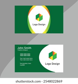 "Dark Green and Light Orange Business Card Design: A Bold and Stylish Professional Identity"