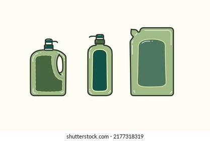 Dark green liquid container in flat vector illustration
