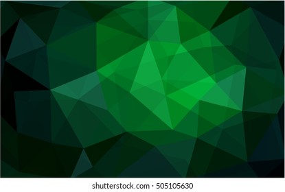 Dark green low poly template. Geometric illustration in Origami style with gradient.  The template can be used as a background for cell phones.