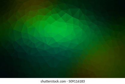 Dark green low poly template. Shining illustration, which consist of triangles. Triangular pattern for your business design.