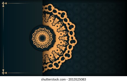Dark green luxury background with abstract mandala ornament. Elegant and classic vector elements with space for your text.