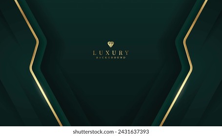 Dark green luxury background with golden elements.