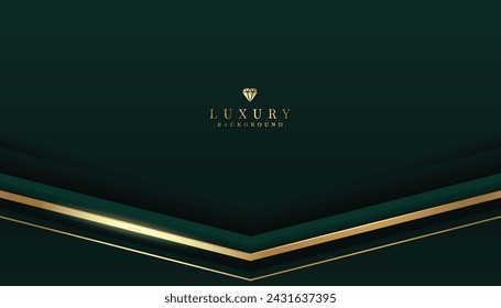Dark green luxury background with golden elements.